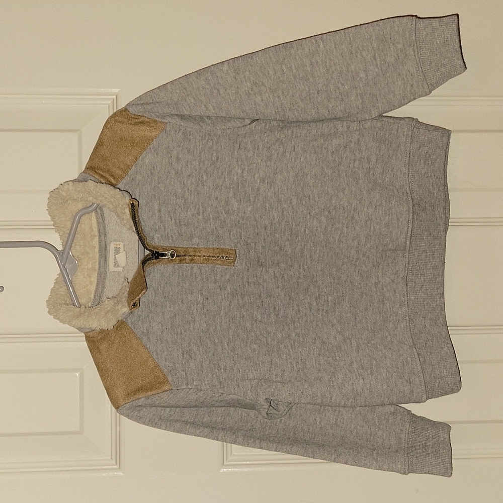 Boys half zip sweater with elbow patches